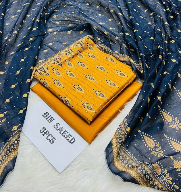 Bin Saeed Original Summer Collection Mustard Blue Original Summer Collection