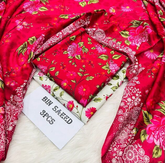 Bin Saeed Original Summer Collection Red and White Original Summer Collection