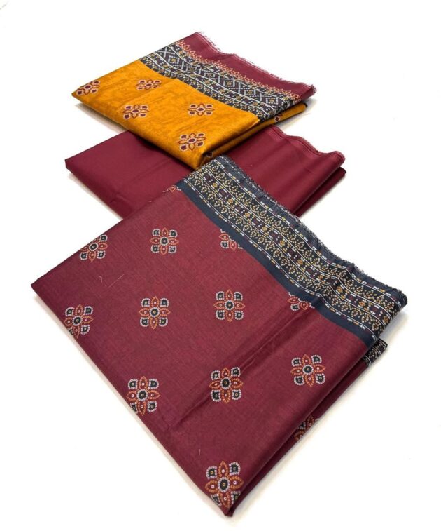 Bin Saeed Original Summer Collection Mehroon With Mustard Original Summer Collection