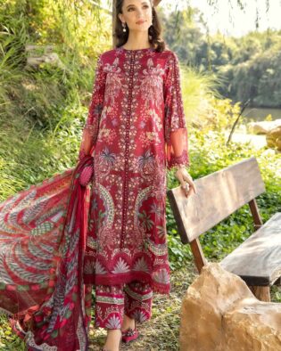 MARIA B M PRINT LAWN COLLECTION 2025 Red