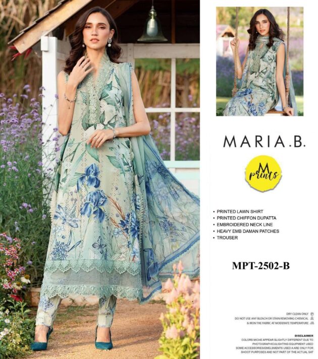 MARIA B M PRINT LAWN COLLECTION 2025 Light Green