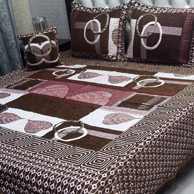 4Pc Velvet Jaquard Bedsheet Green Color Style 3 - Image 2