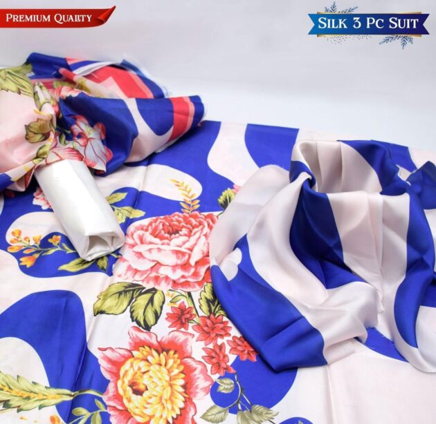 Floral Digital printed Blue & Cream color - Image 2