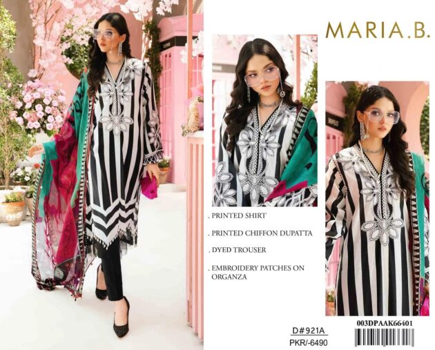 MARIA B LAWN Digital Print 3pc With Patches Black