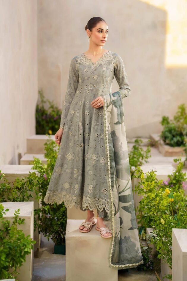 lawn chikankari embriodered luxury unstiched 3pc