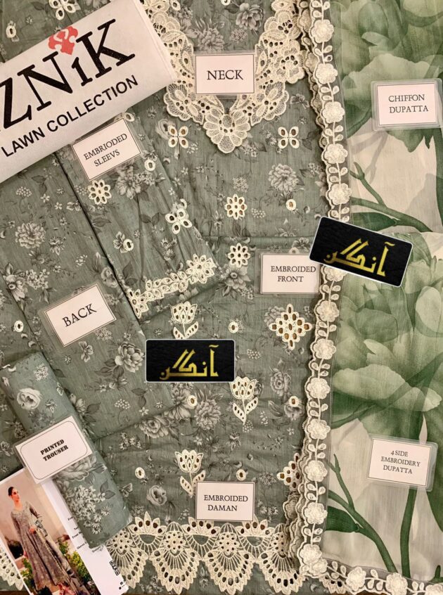 lawn chikankari embriodered luxury unstiched 3pc - Image 5