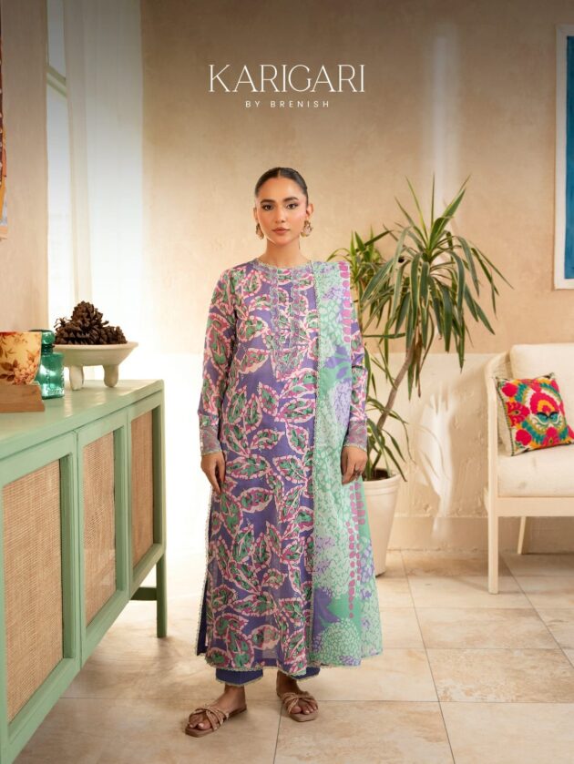 100% Original Gull Jee Karigari Lawn 3pc - Image 7