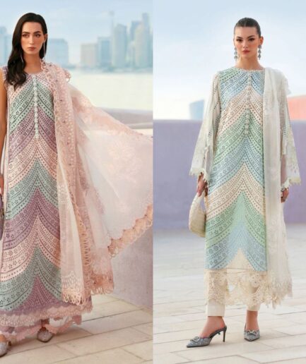 Pastel Chevron Chikankari Lawn Suit