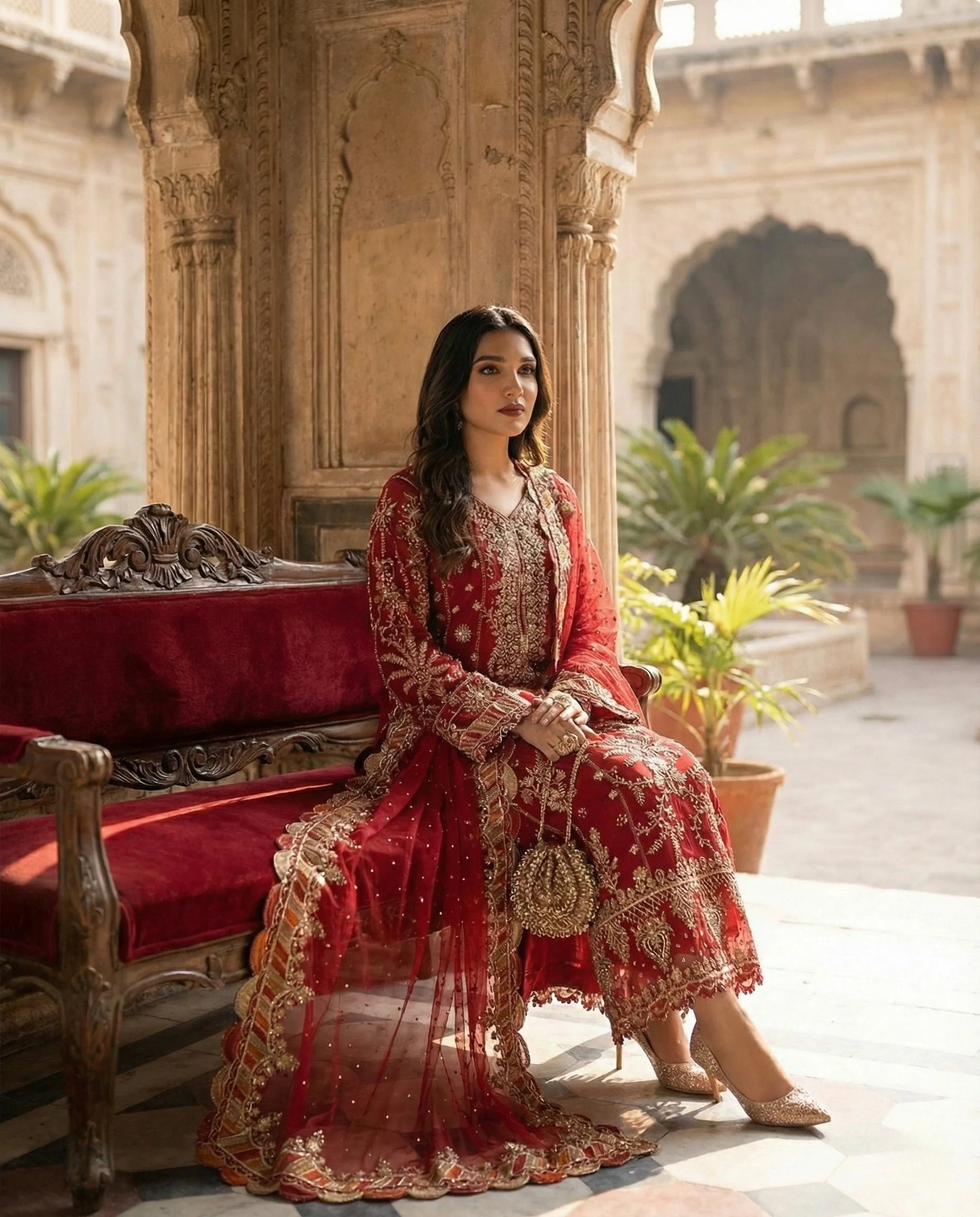 Ruby Regal – Luxury Hand-Embellished Chiffon - Image 2