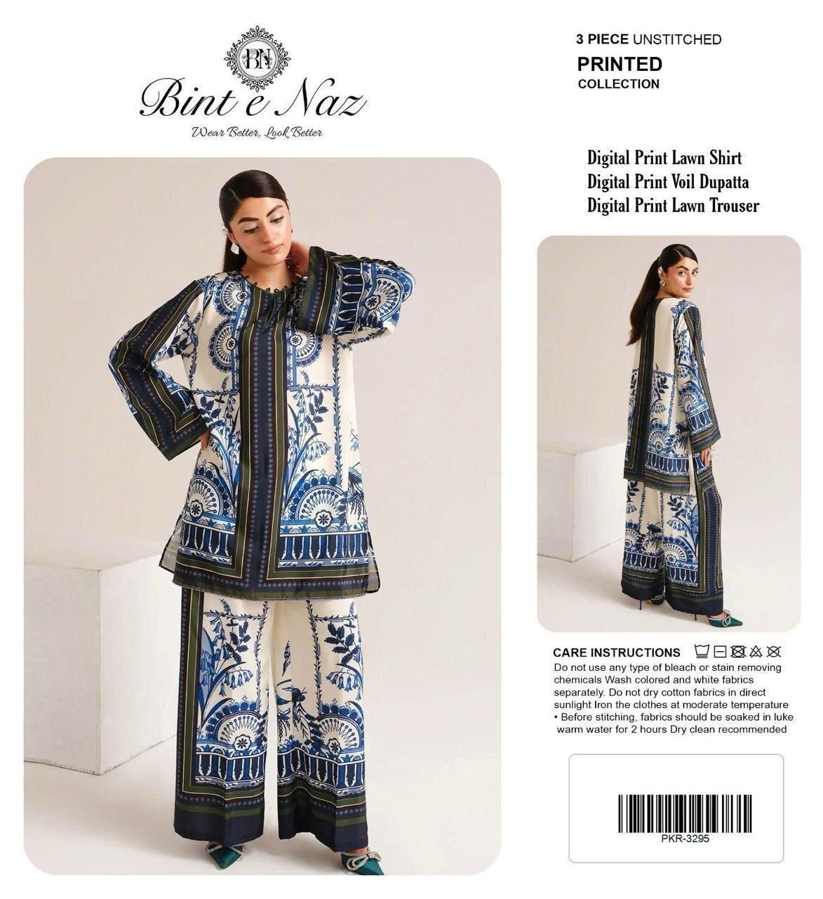 Azure Heritage – Luxury Digital Printed 3-Piece Lawn